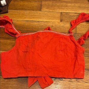 Free People Red Tie Front Crop Tank Top